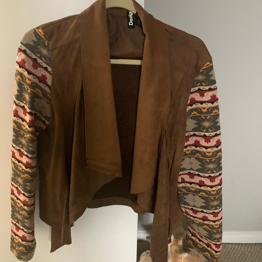 DESIGUAL suede and knit jacket